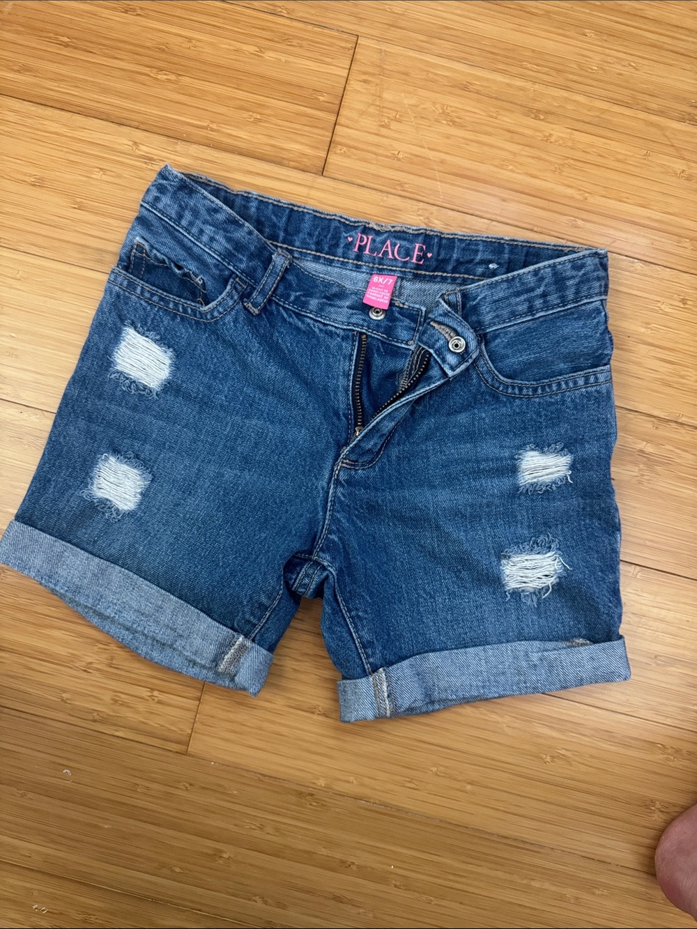 The Children's Place Dark Blue Distressed Rolled Cuff Denim Shorts